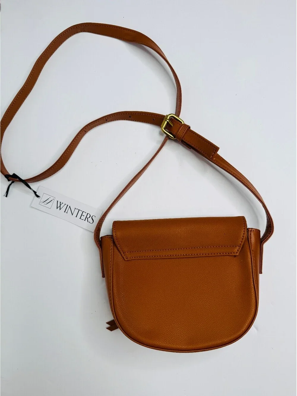 J.J. Winters Cognac Brown Saddle Crossbody Bag Gold Hardware NWT